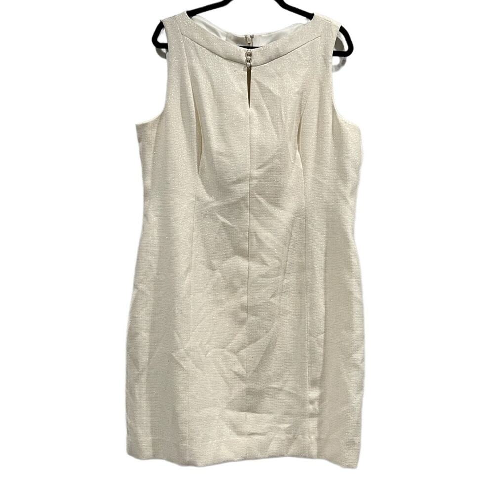 Chelsea Rose Ivory Shimmer Sheath Dress Pearl Detail Size 18